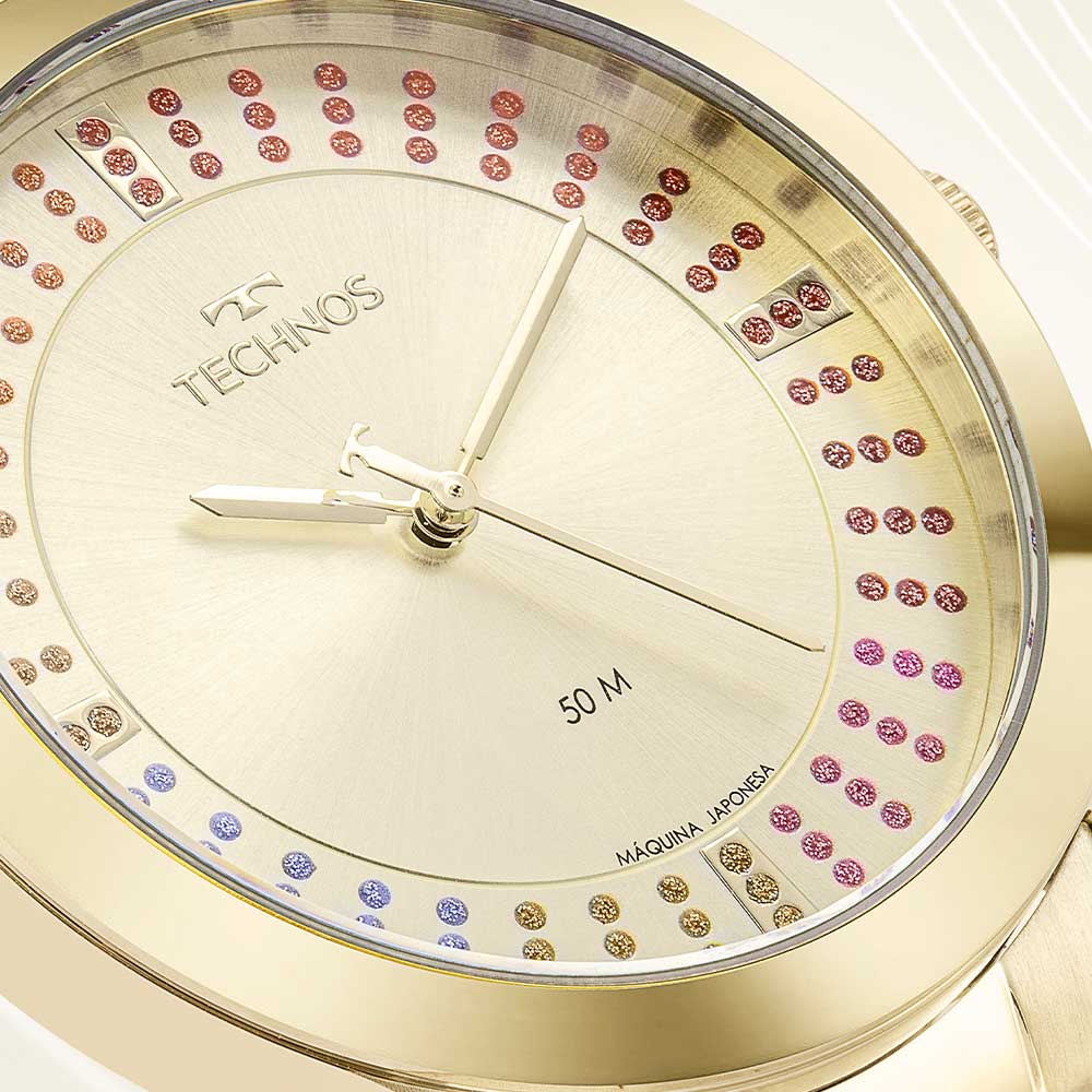 Relógio Technos Style Dourado Feminino 2036MQO/1D Fluiarte Joias -  fluiartejoias